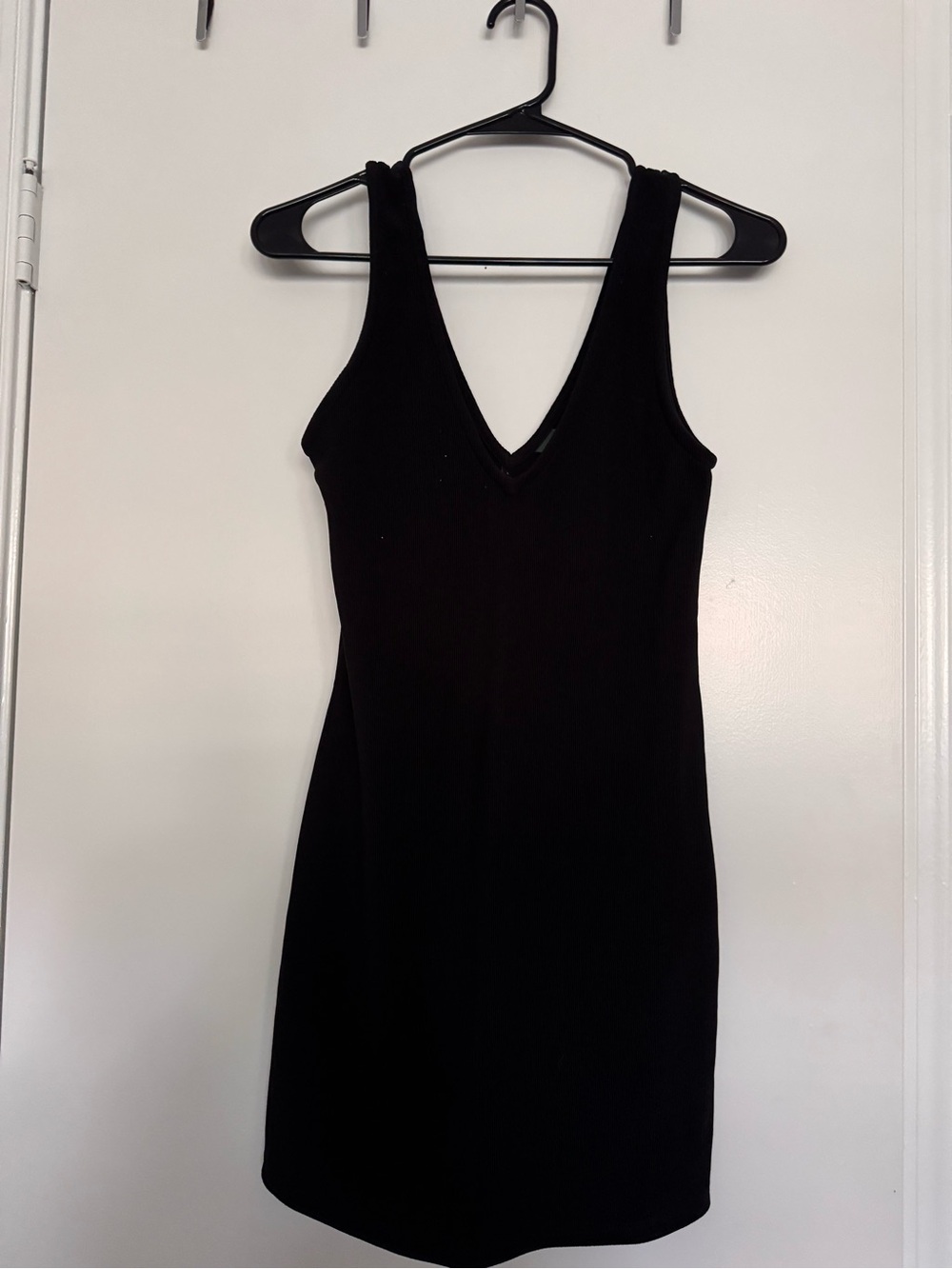 wild fable Ribbed Black V-Neck Sleeveless Bodycon Dress